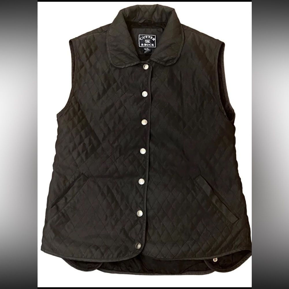 Cutter & Buck Men’s Vest Size L Navy Blue Quilted‎ Snap Front Pockets Casual